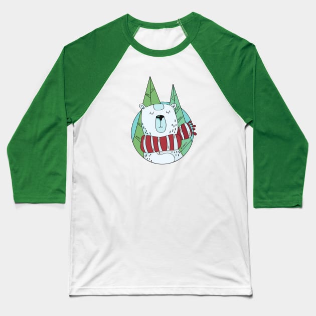 Winter Polar Bear with Scarf Baseball T-Shirt by SLAG_Creative